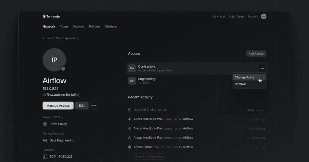 Twingate dashboard