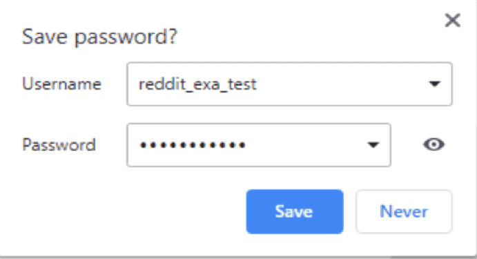 Figure 1: After a successful login Chrome will ask if you want to save your password.