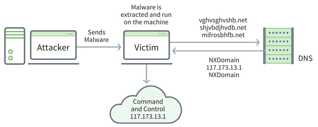 Figure 1. An example of how DGA exfiltrates data from a target