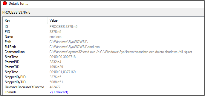 Figure 6 Black Basta deleting shadow copies