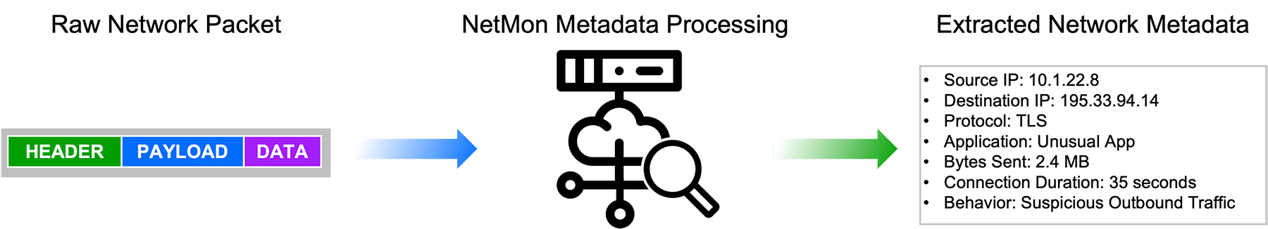 Search across packet and flow data to surface what you need faster. Rebuild email attachments for malware analysis and monitor for data movement that could indicate risk.
