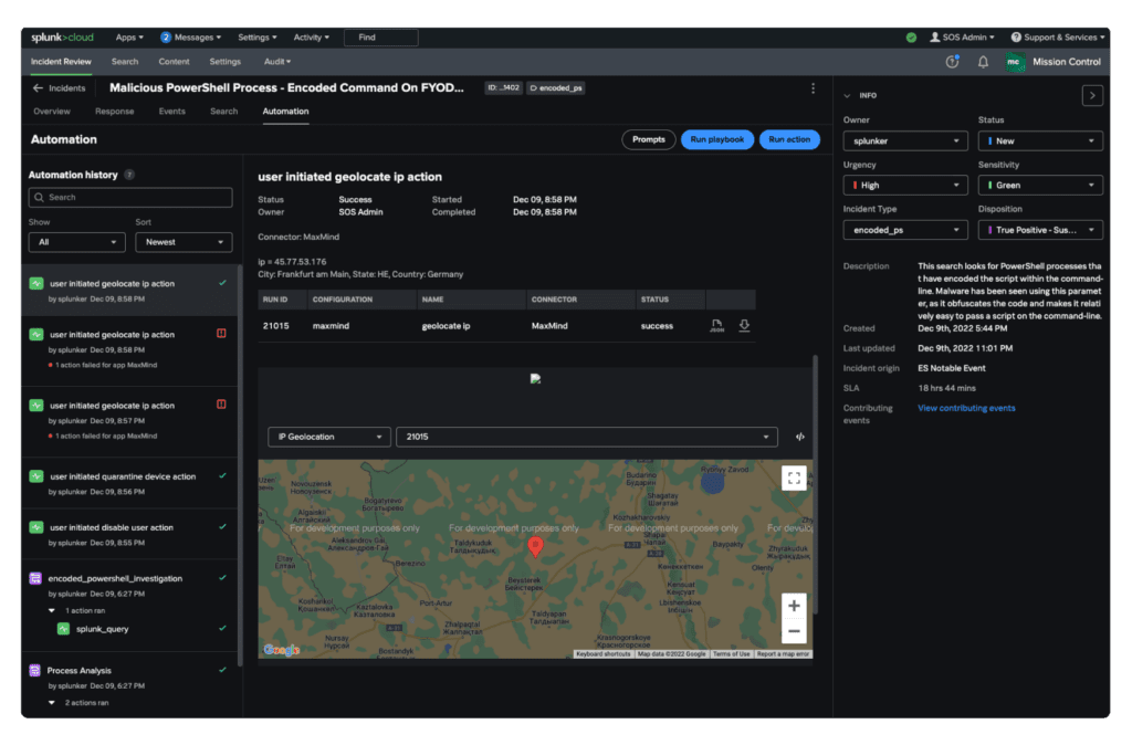 Splunk Mission Control Dashboard